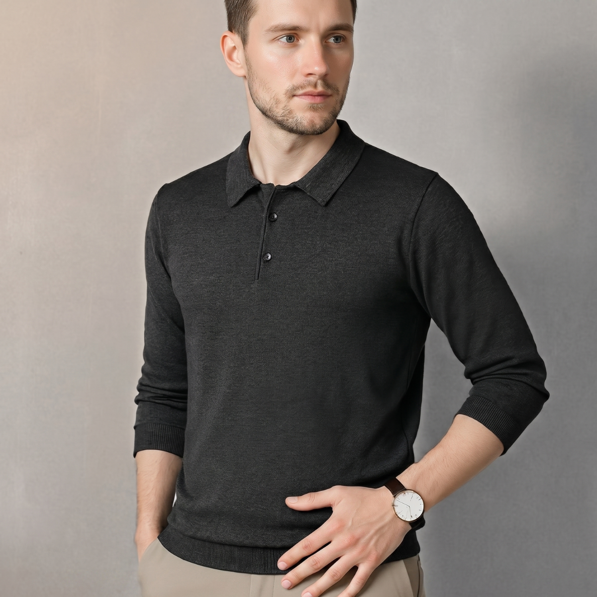 Camisa informal de manga larga para hombre (50 % de descuento)